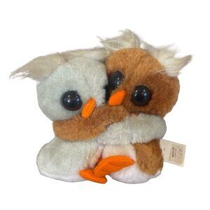 Vintage Kamar Owl Pair Hugging Plush Fall Small Stuffed Animals Brown & Gray Tag